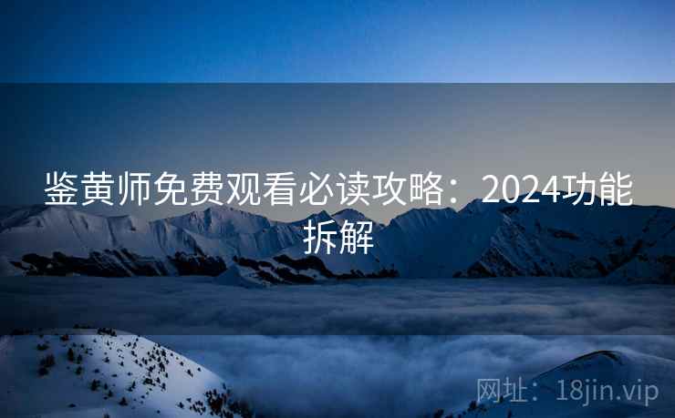 鉴黄师免费观看必读攻略:2024功能拆解 鉴黄师免费观看必读攻略:2024功能拆解